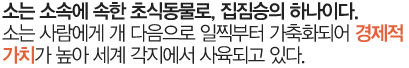 소는 소속에 속한 초식동물로, 집짐승의 하나이다. 소는 사람에게 개 다음으로 일찍부터 가축화되어 경제적 가치가 높아 세계 각지에서 사육되고 있다.